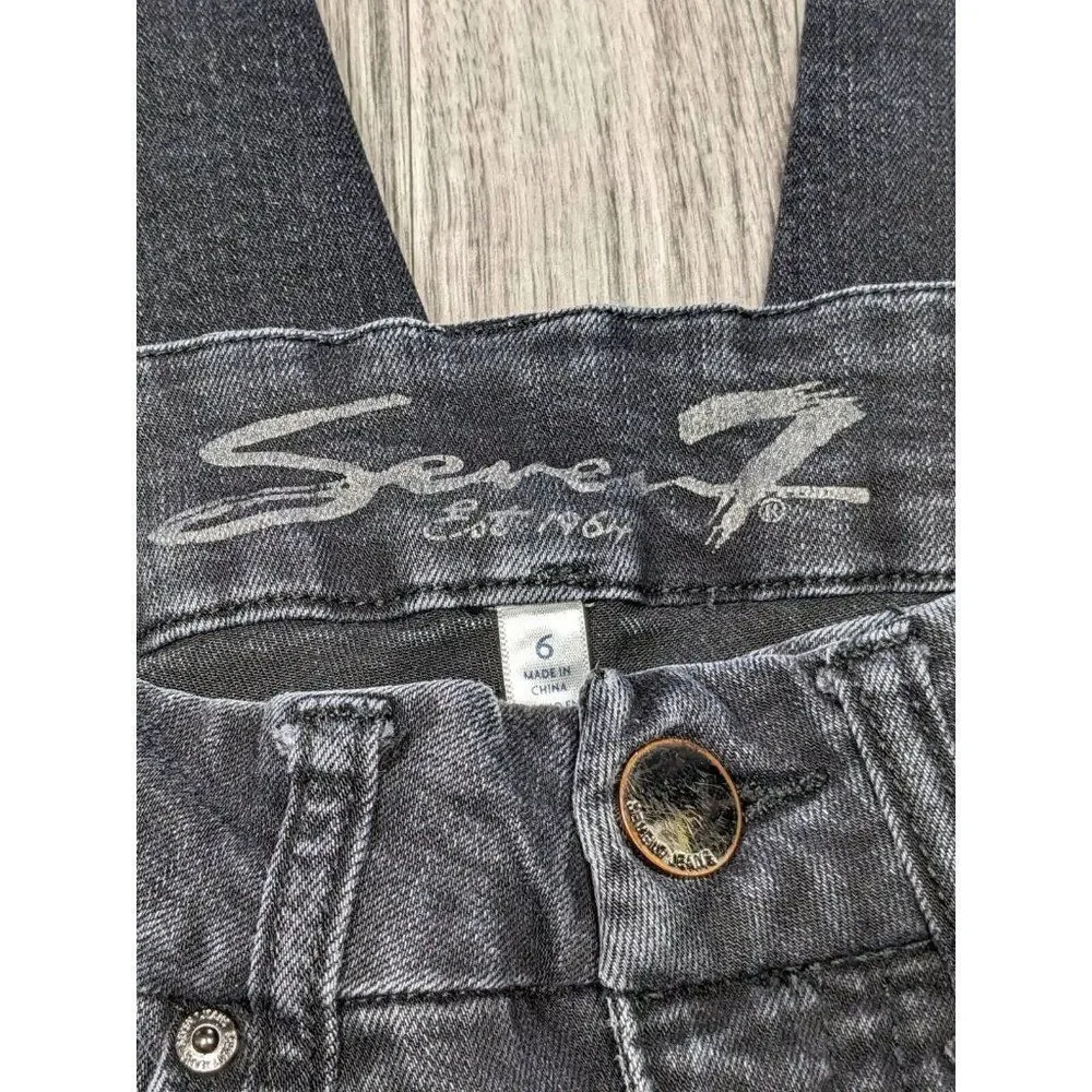 Seven 7 Womens Size 6 Embroidered Pockets Black Denim‎ Jeans